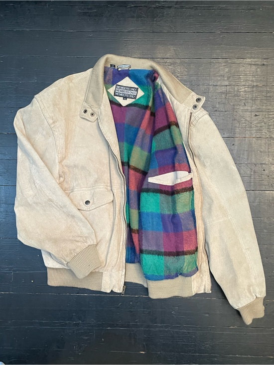 Members Only Other - vintage beige bomber jacket with plaid lining